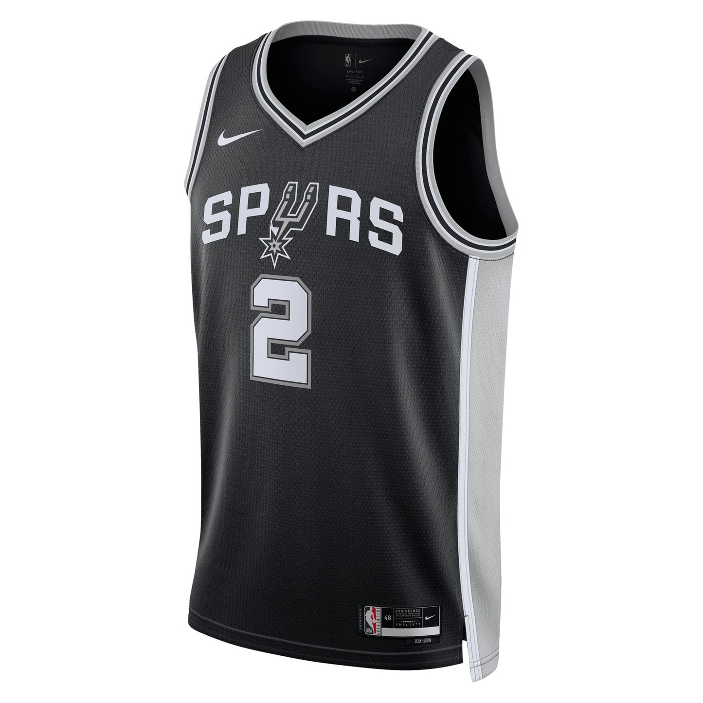 San Antonio Spurs Nike Icon Edition Swingman Jersey NBA 2025 First Round Draft Pick - Black - Dylan Harper - Unisex