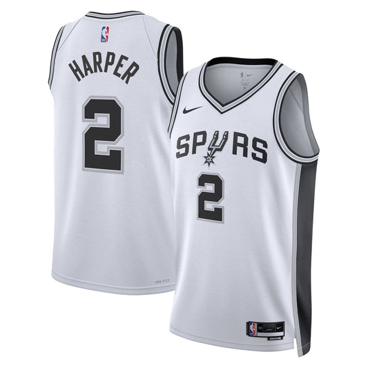 San Antonio Spurs Nike Association Edition Swingman Jersey NBA 2025 First Round Draft Pick - White - Dylan Harper - Unisex